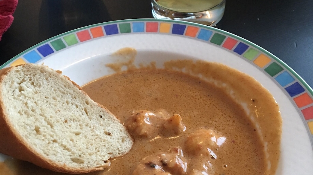 The best Lobster ( langoustines ) soup in Iceland, with a hot toddy to wash it down with.