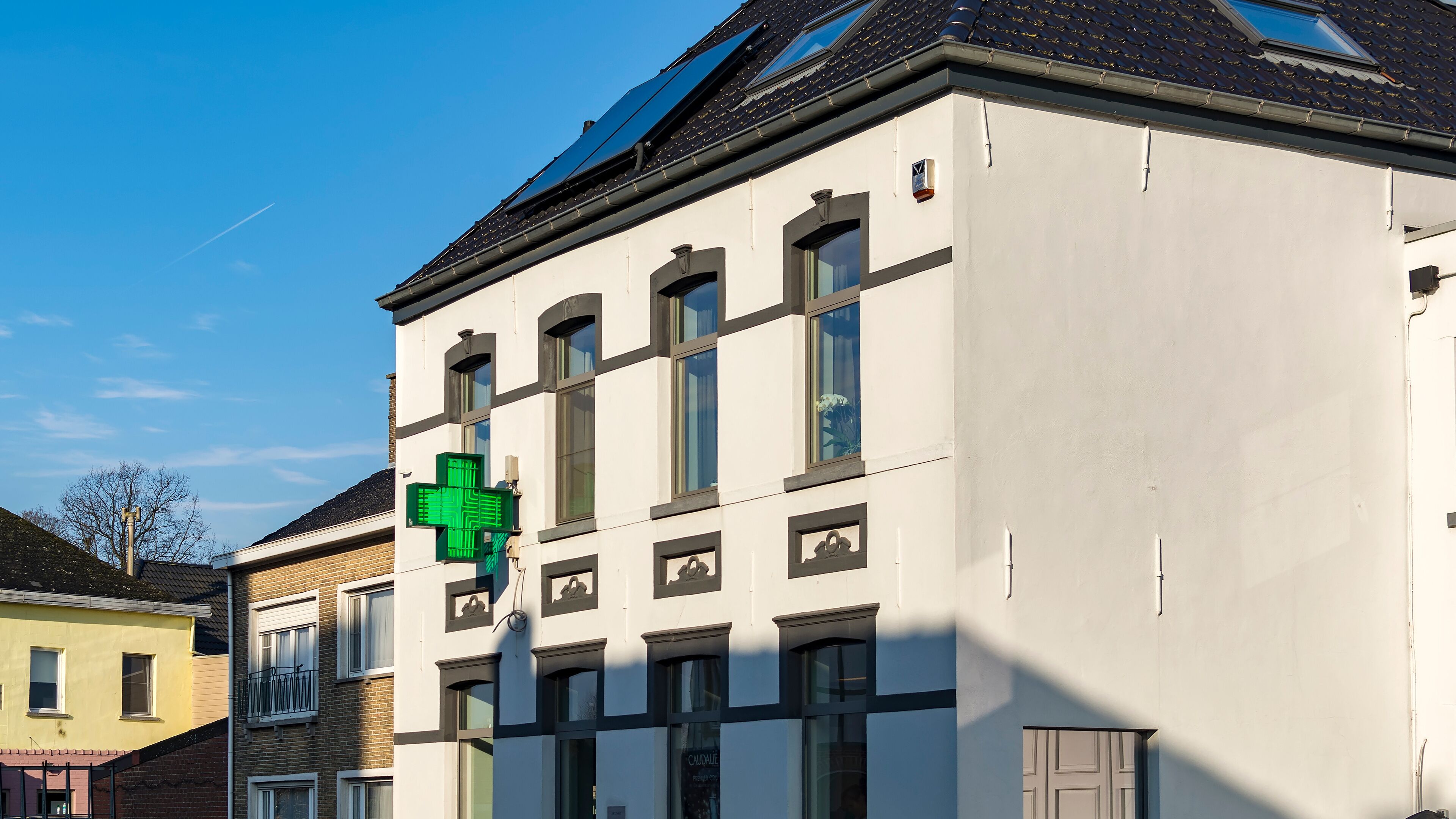 Pharmacy store at Stations street, Gavere, Belgium