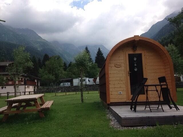 Best mountain hut, camping place and relax area at the foothills of Adamello massif, Italy. Price for private hut only 45E. Walking path, river, fun park on side. Perfect place to relax after glacier walking and via ferrata climbing.