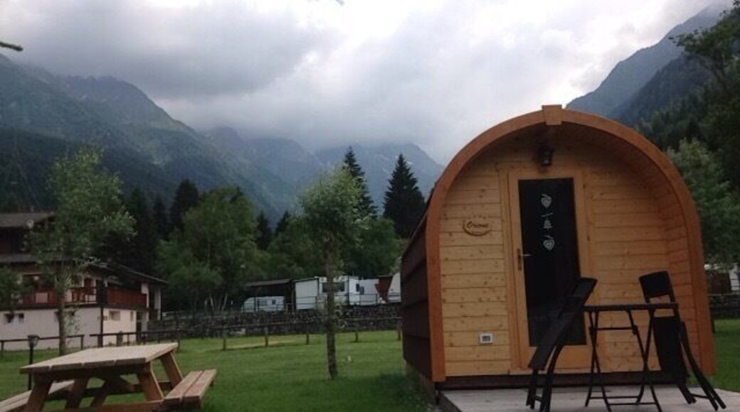 Best mountain hut, camping place and relax area at the foothills of Adamello massif, Italy. Price for private hut only 45E. Walking path, river, fun park on side. Perfect place to relax after glacier walking and via ferrata climbing.