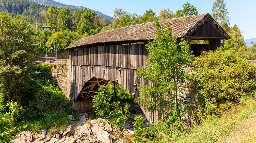 old wooden bridge in ziano di fiemme