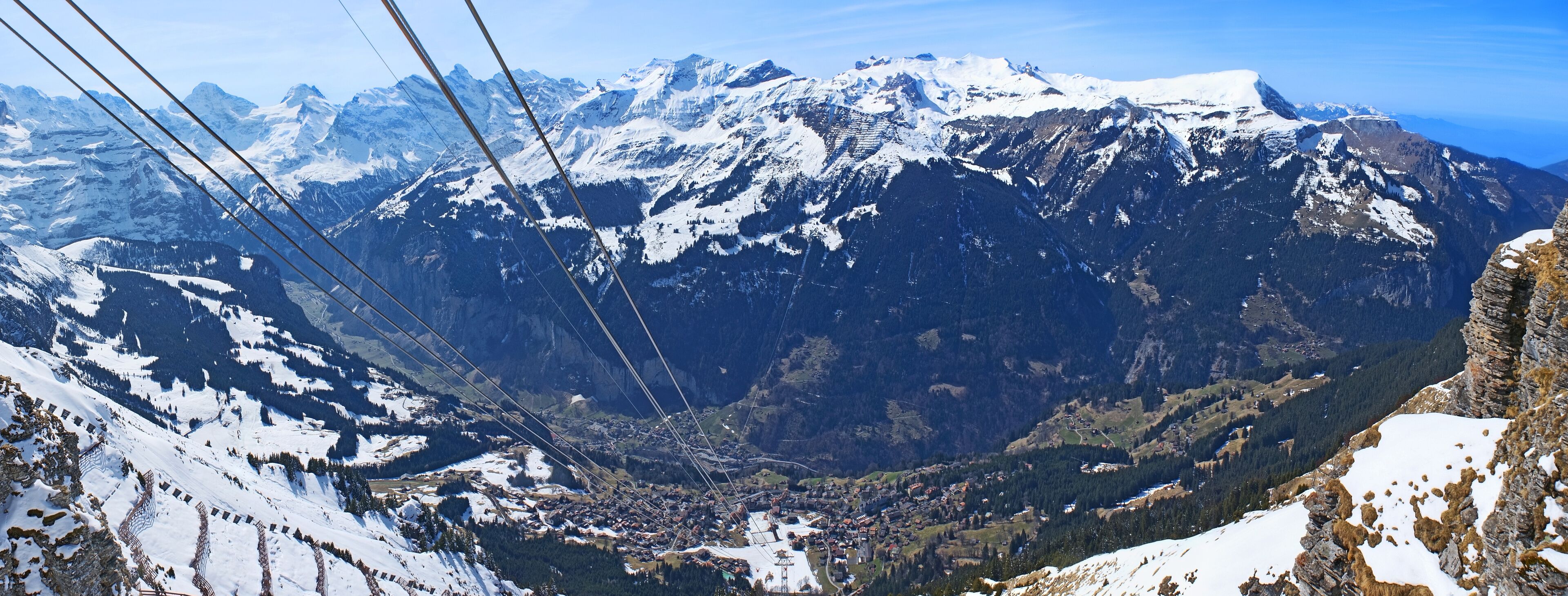 Panorama of Lauterbrunnen Valley from Wengen-Mannlichen Cableway, Switzerland