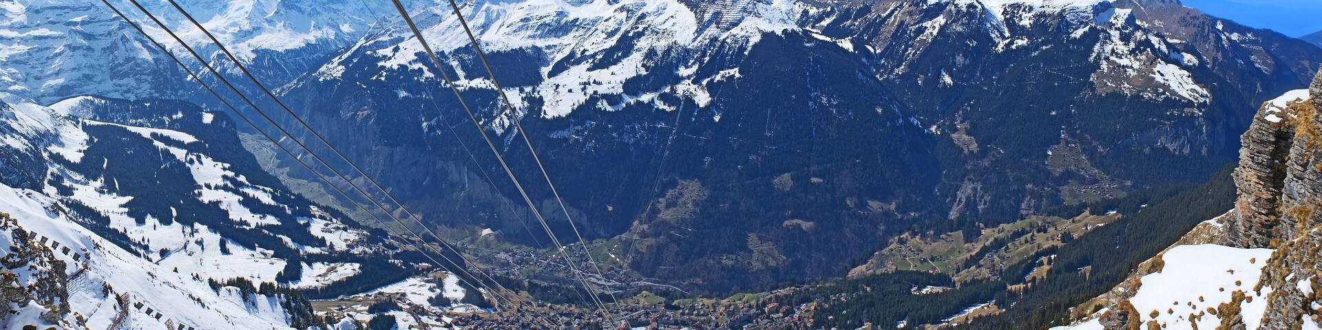 Panorama of Lauterbrunnen Valley from Wengen-Mannlichen Cableway, Switzerland