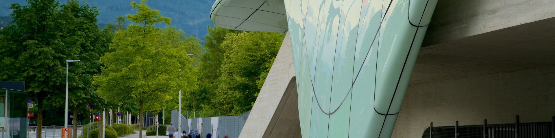 Nordkette Cable Car featuring modern architecture as well as a couple