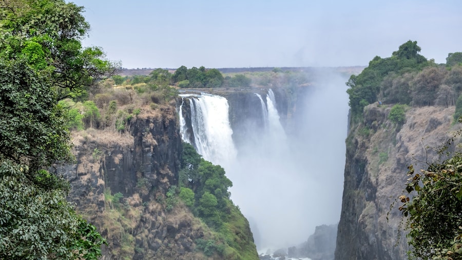 Victoria Falls, waterfall on the Zambezi River between Zambia and Zimbabwe. Africa