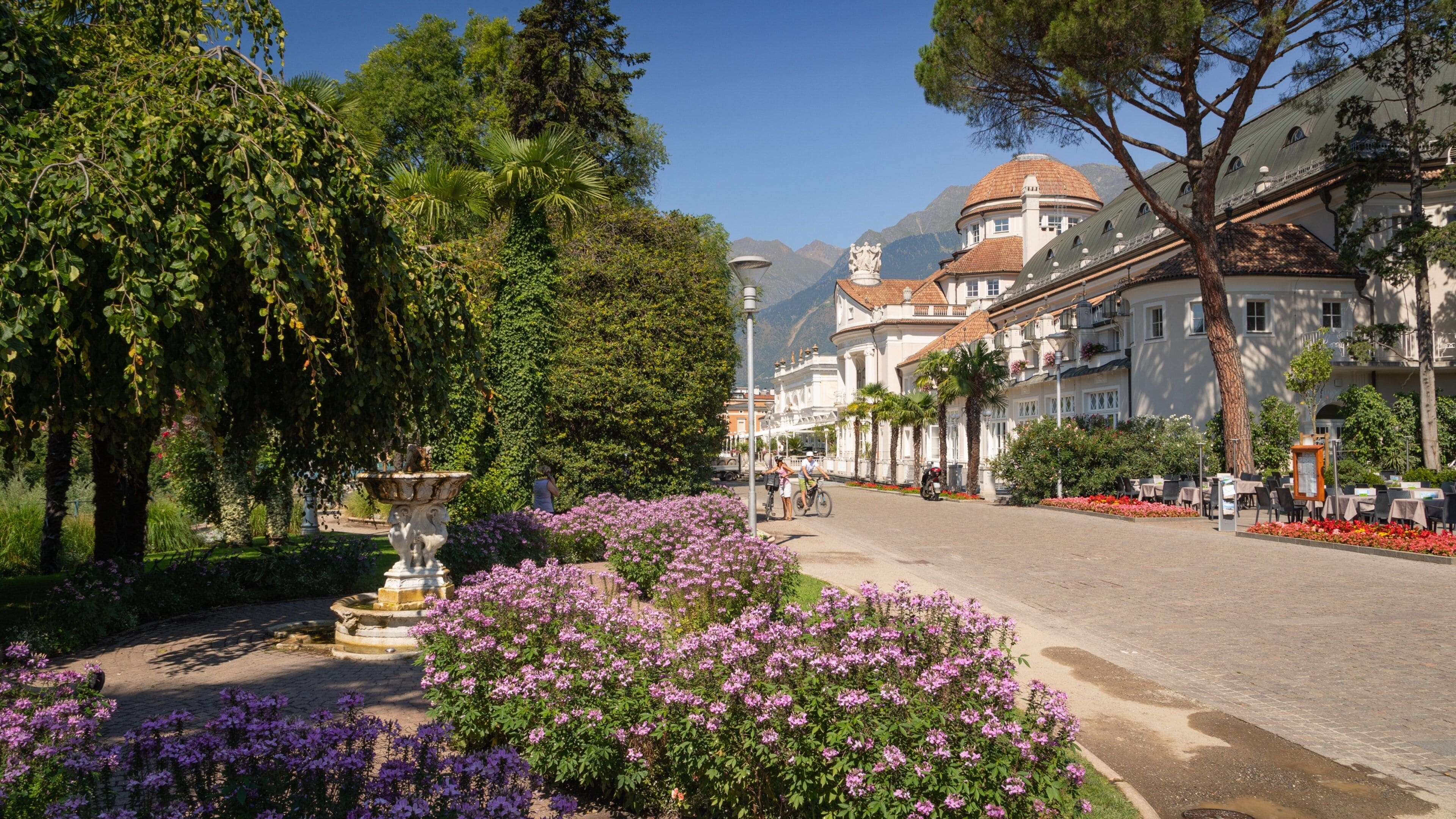 Kurhaus which includes wildflowers and a park