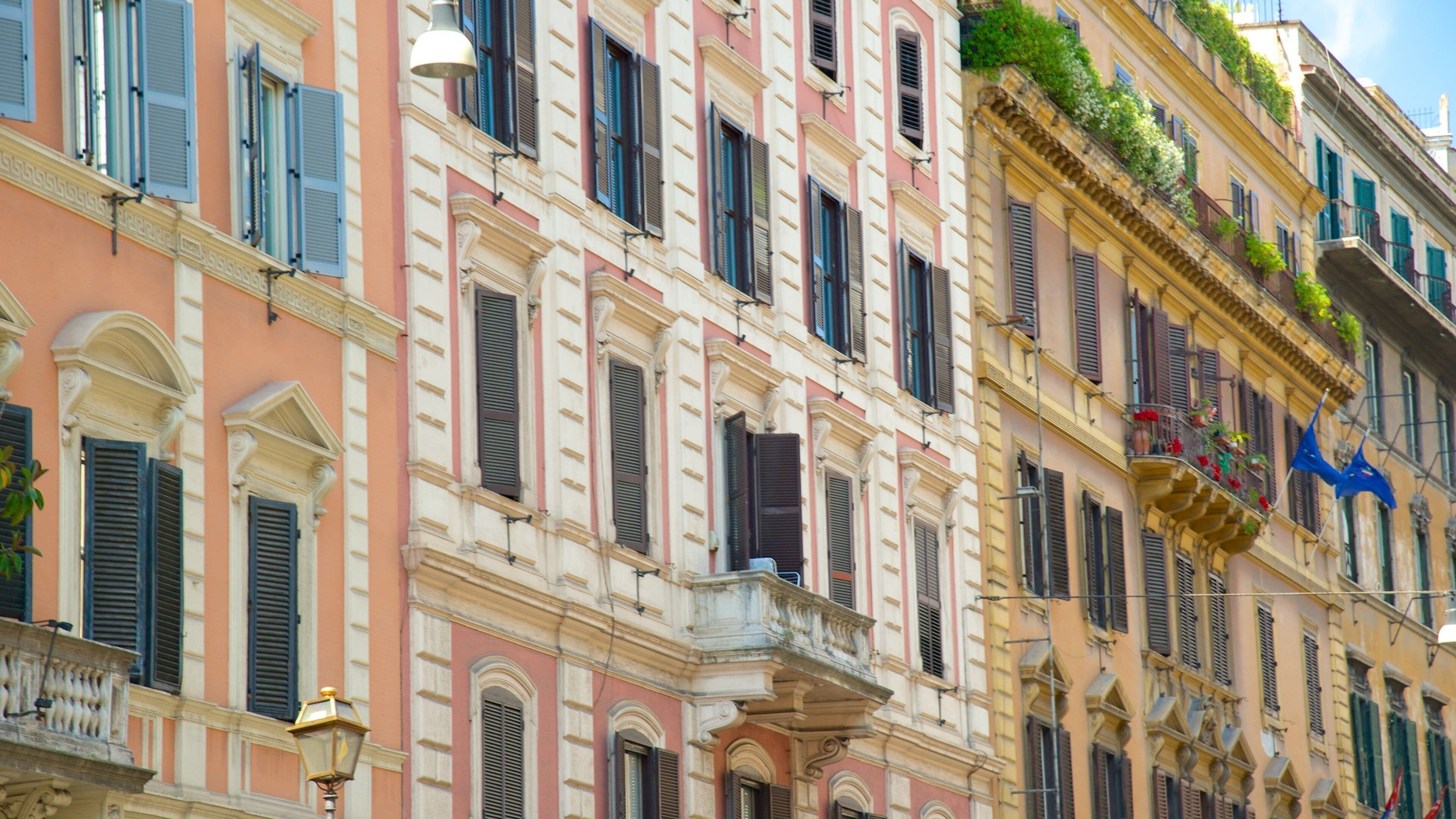 Via Nazionale which includes heritage architecture and a city