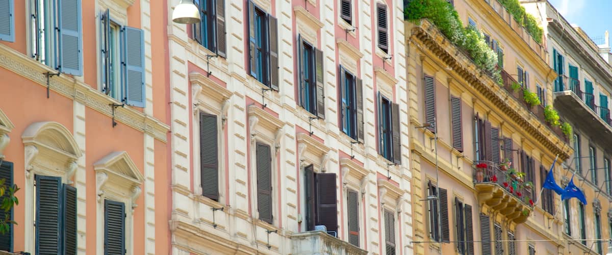 Via Nazionale which includes heritage architecture and a city