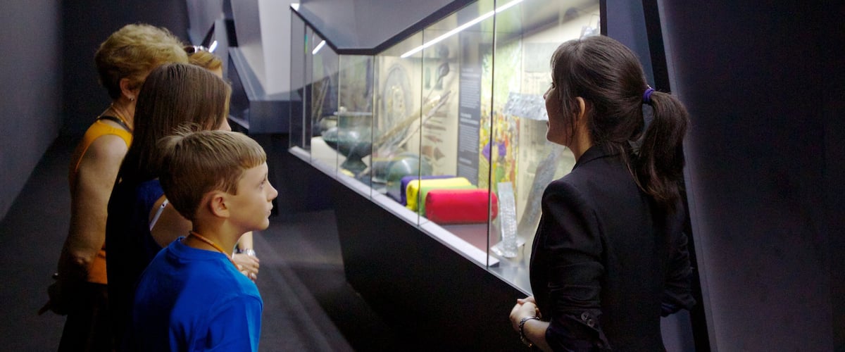 Museo Arqueológico de Alicante ofreciendo vistas de interior y también un grupo pequeño de personas
