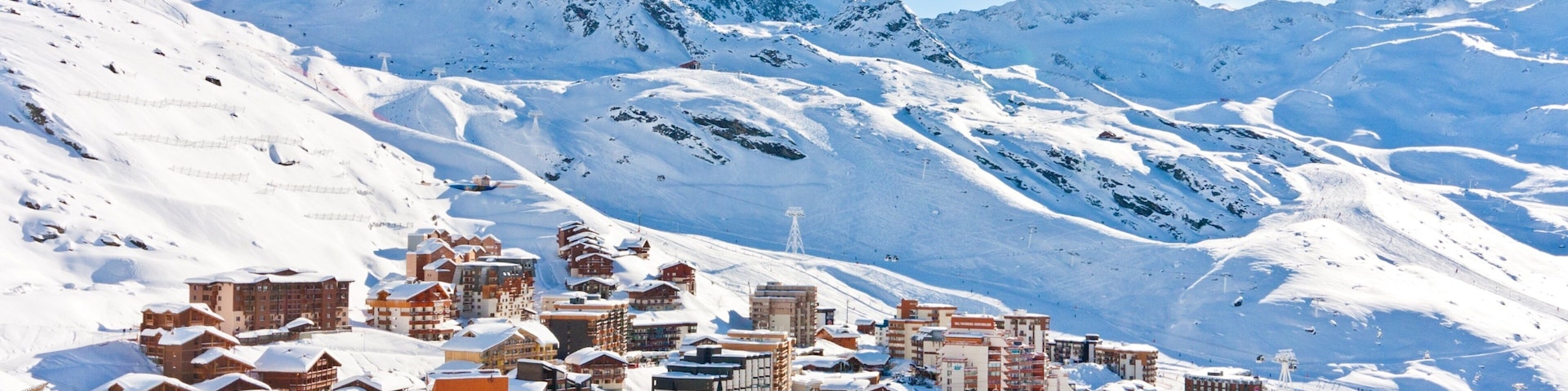 Val Thorens Ski Resort which includes landscape views, a luxury hotel or resort and snow