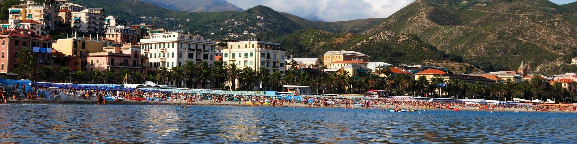 Mediterranean sea and Arenzano beach, Genova area, Italy