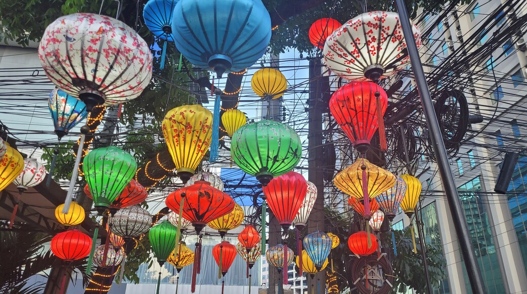 colorful vietnamese lanterns in the streets of manila