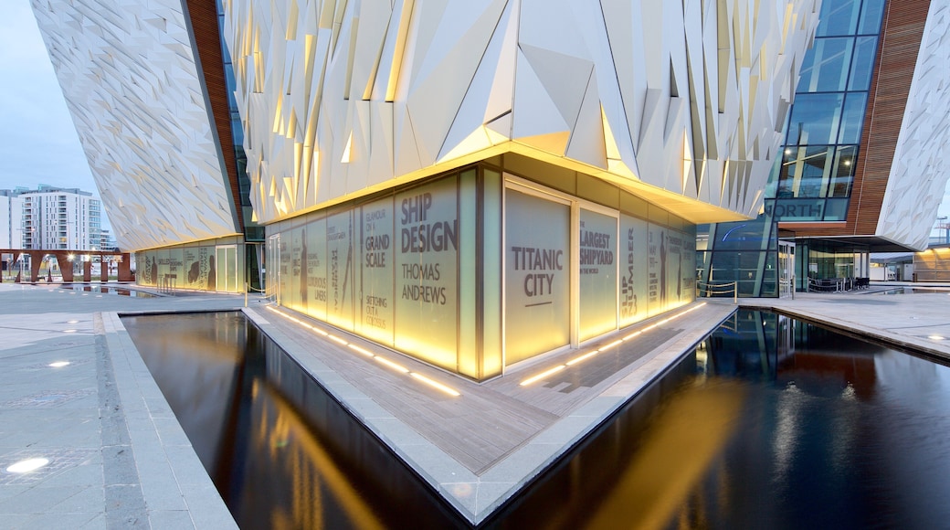 Titanic Belfast which includes signage and modern architecture