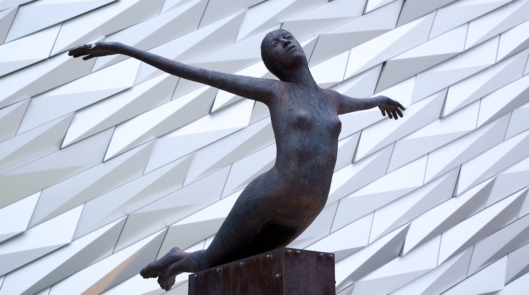 Titanic Belfast which includes art, a statue or sculpture and modern architecture
