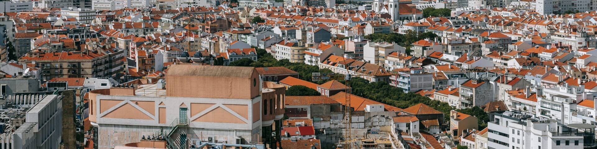 Amoreiras Shopping Center featuring a bridge, a city and landscape views