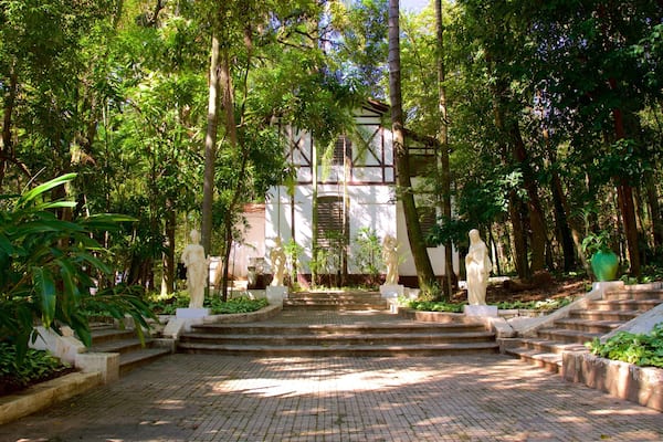Jequitibas Wald mit einem Statue oder Skulptur und Garten