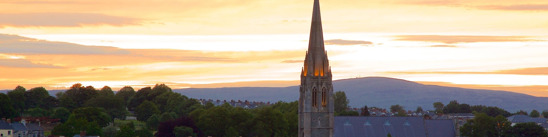 St. Eugene\'s Cathedral showing heritage elements, a sunset and a church or cathedral