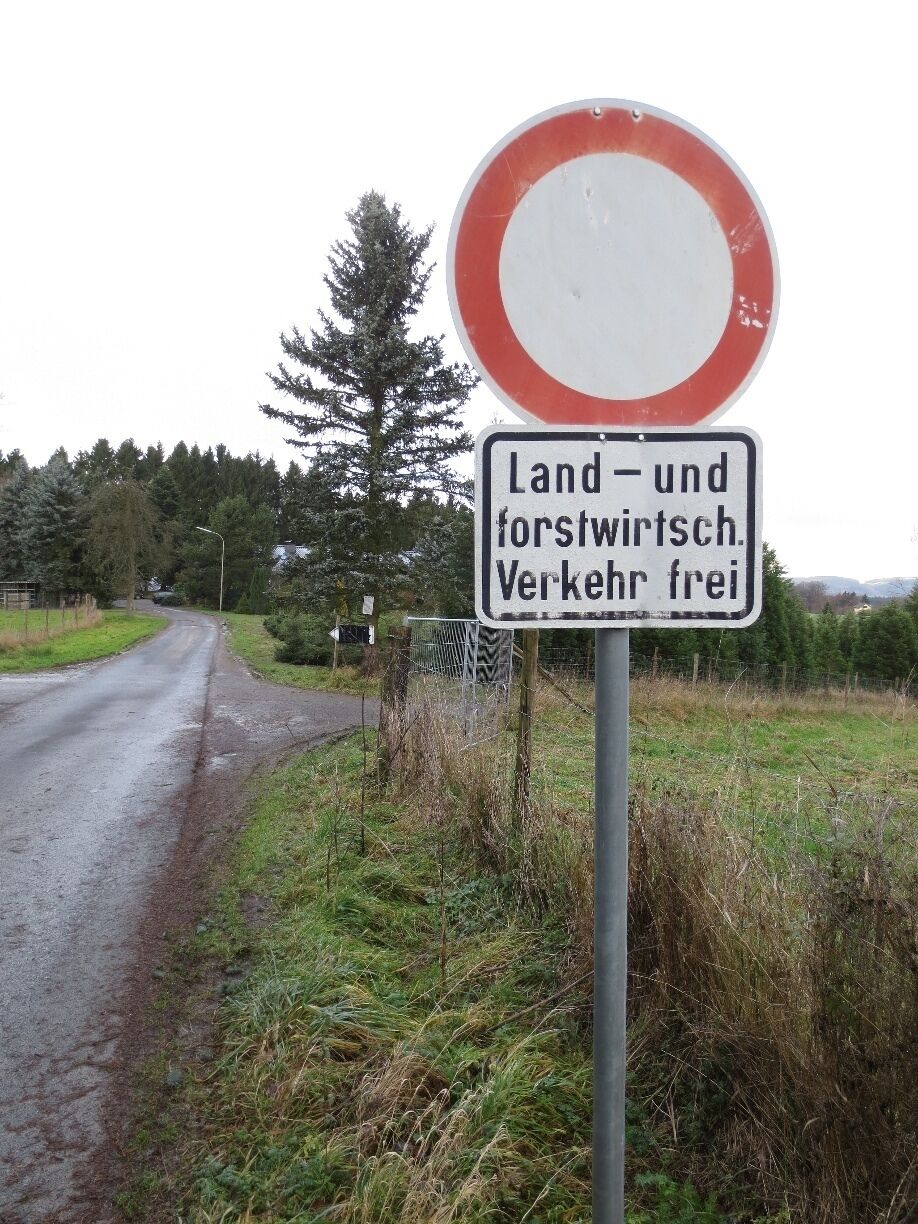 Street sign in the village of Marialinden, Germany.  