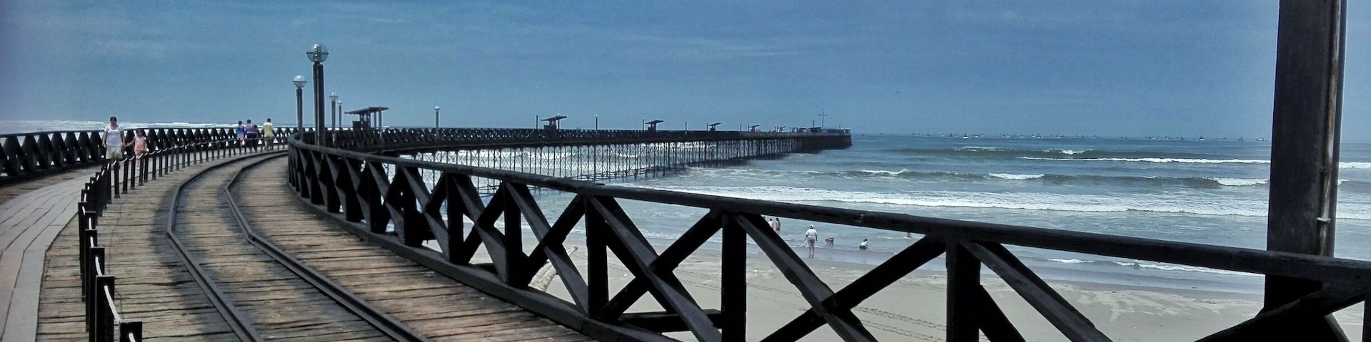 Pimentel port in Chiclayo City. You can see the rails byte where the train passed to the end of the port. #blue