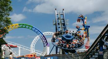 Rainbow\'s End which includes rides as well as a small group of people