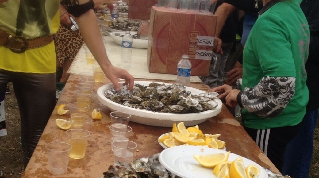 Raw oysters at 24 miles during Medoc Marathon, 21 wine stops included!