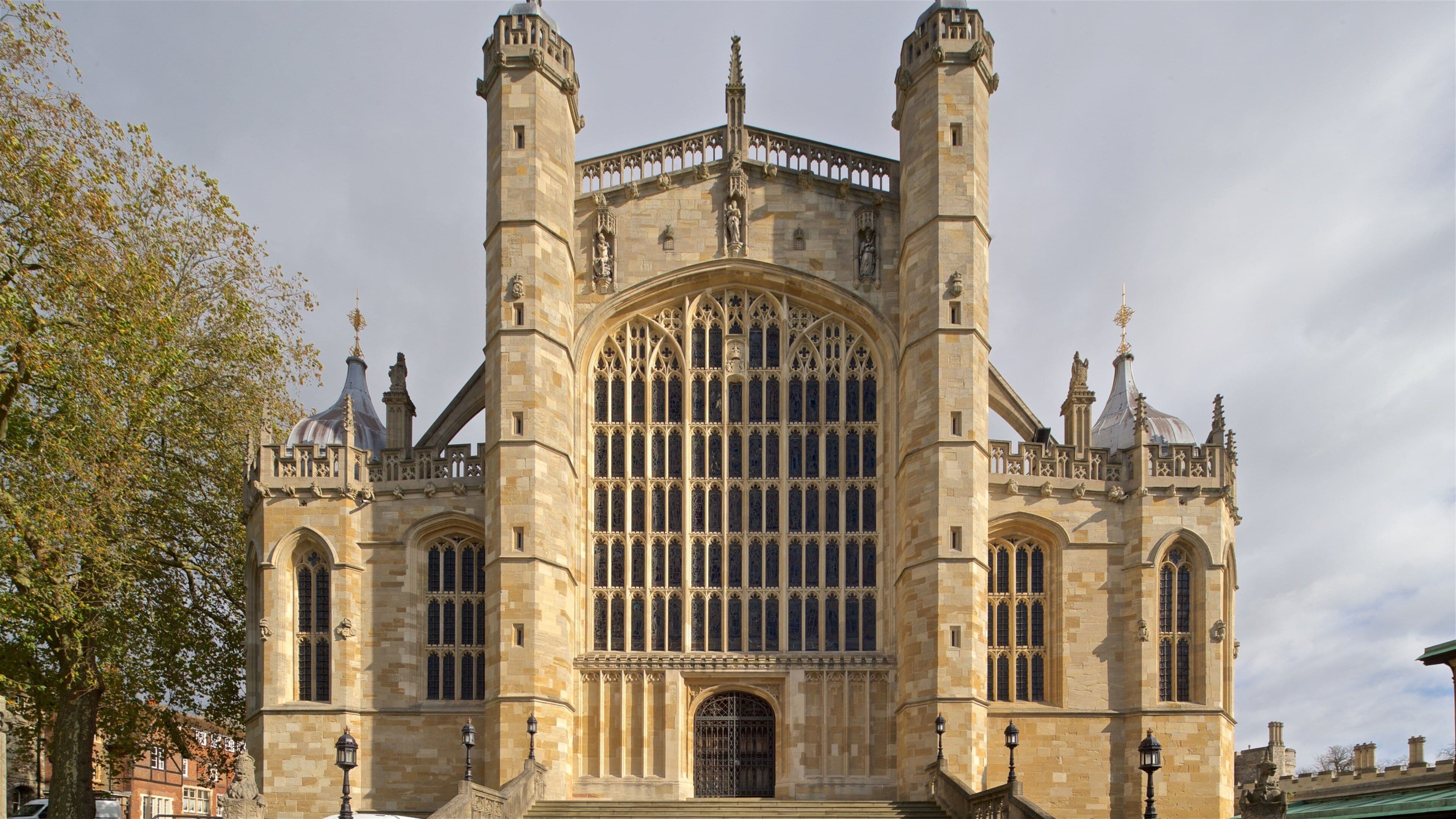 A large Gothic-style cathedral with twin towers and intricate stonework.