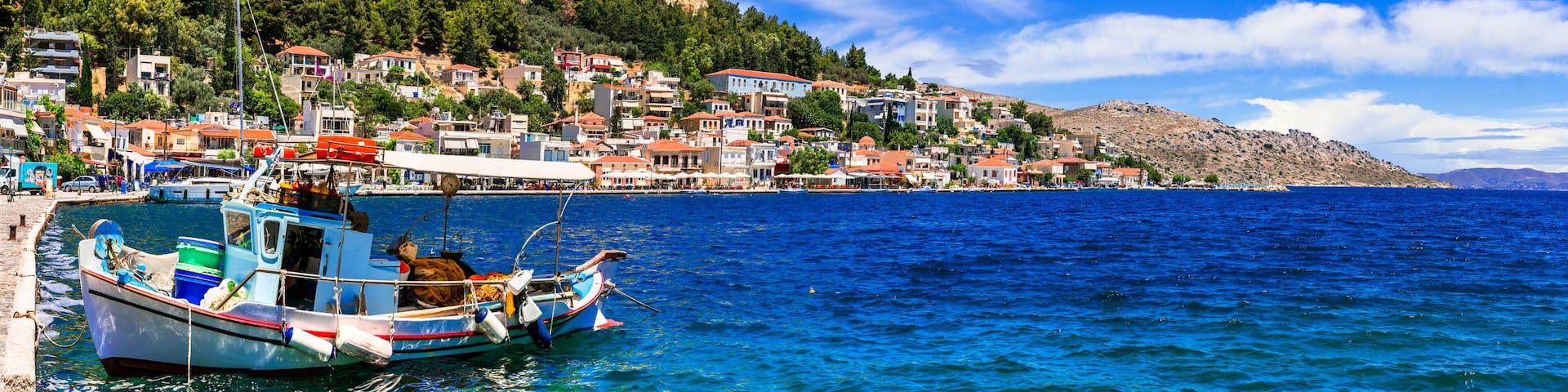 Idyllic traditional fishing villages of Greece - beautiful Lagkada in Chios island