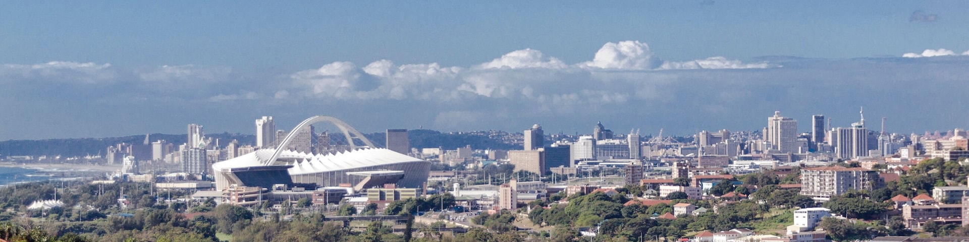 View of suburban and city landscape Durban South Africa