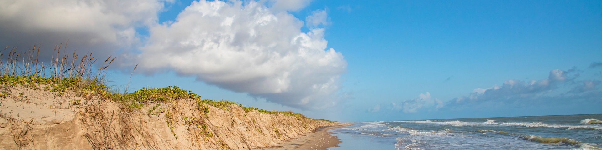 South Padre Island beach after high tides