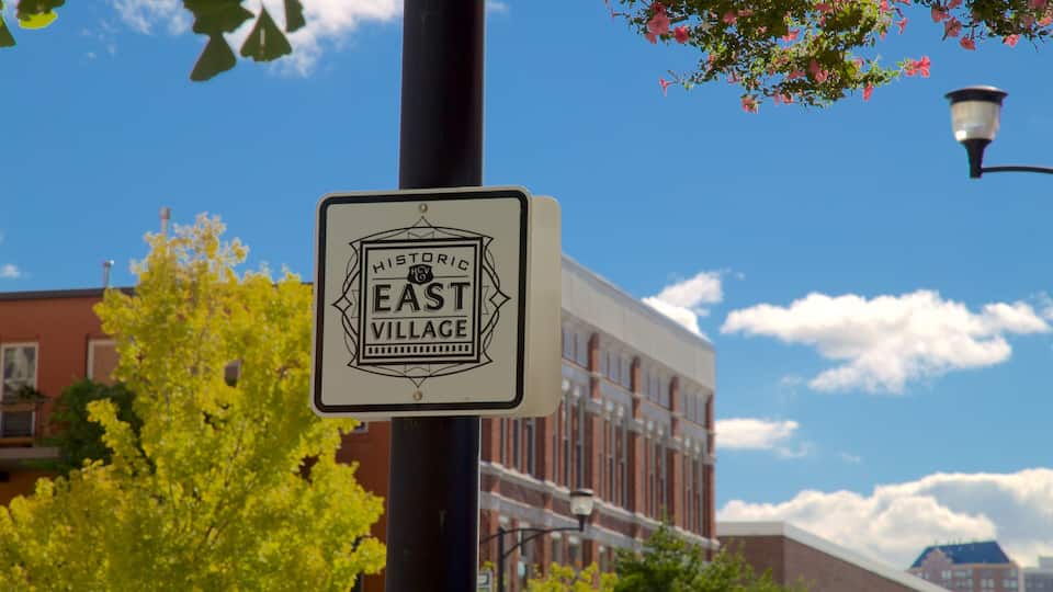 Historic East Village which includes signage