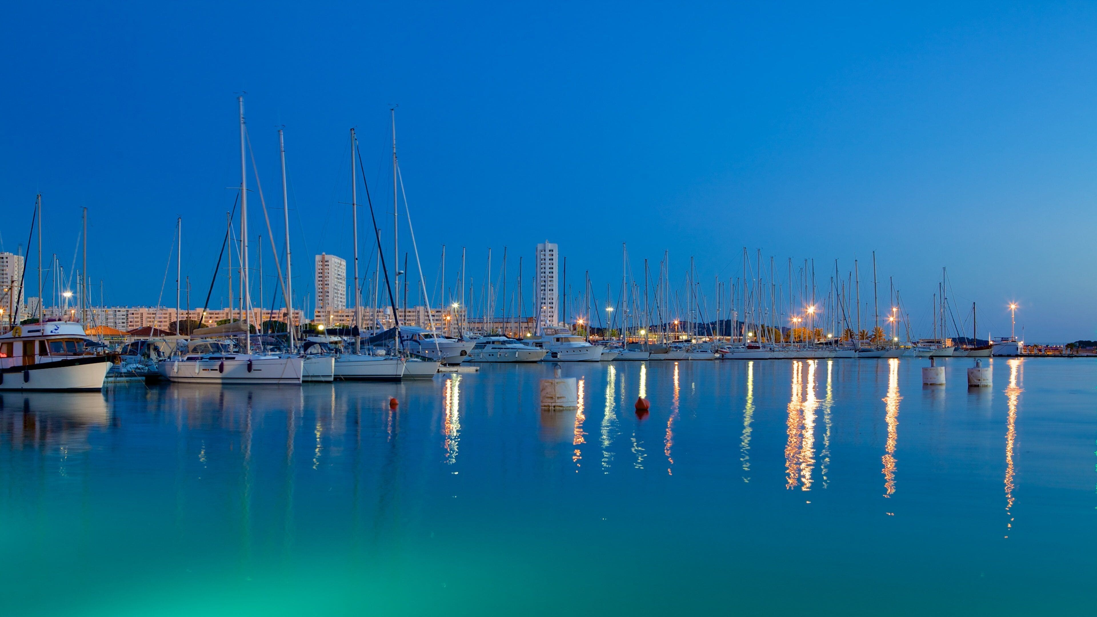 Port of Toulon showing night scenes and a bay or harbor