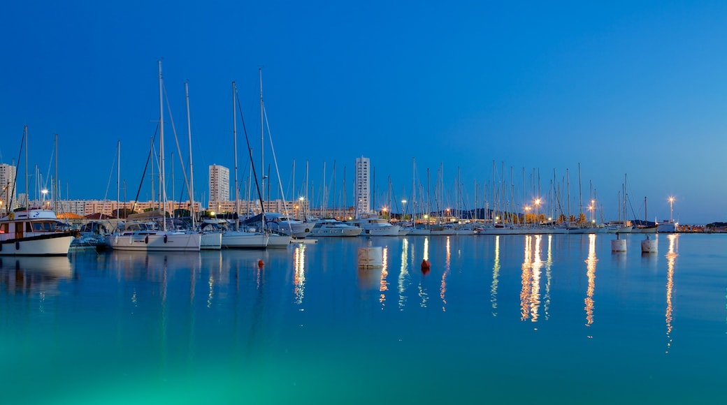 Port of Toulon showing night scenes and a bay or harbor