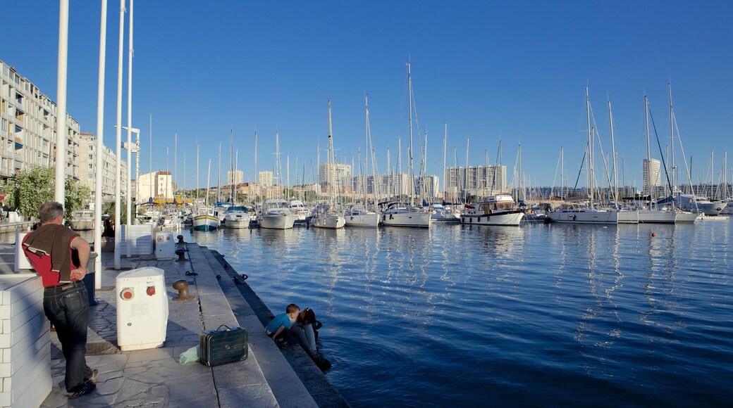 Toulon Marina showing boating, a coastal town and general coastal views
