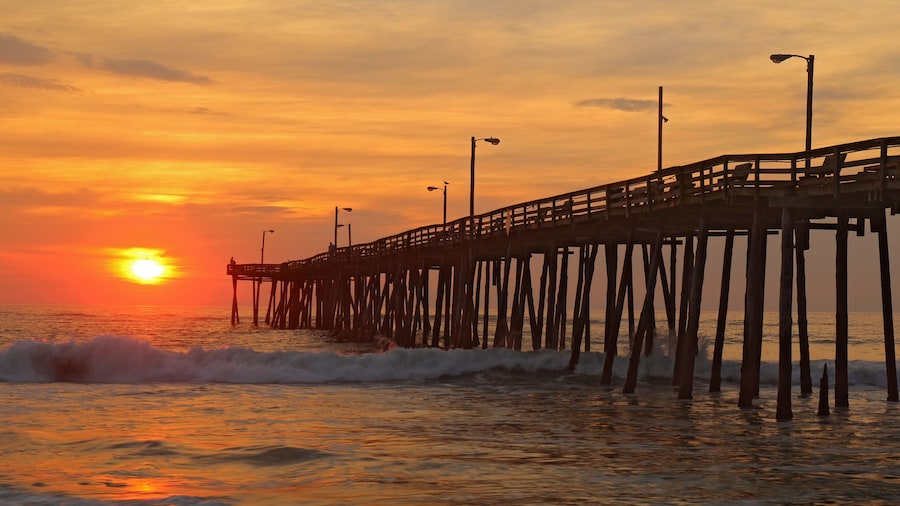 Sunrise by a fishing pier in North Carolina
