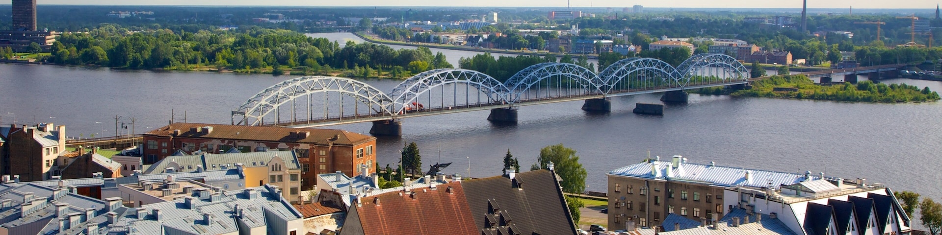 Pieriga showing landscape views, a river or creek and a city