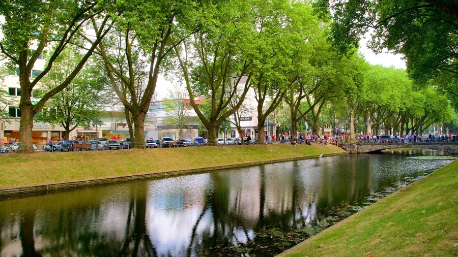 Konigsallee showing a river or creek and a garden