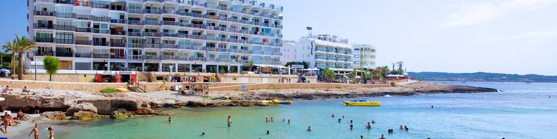 Calo des Moro Beach which includes general coastal views, a coastal town and swimming