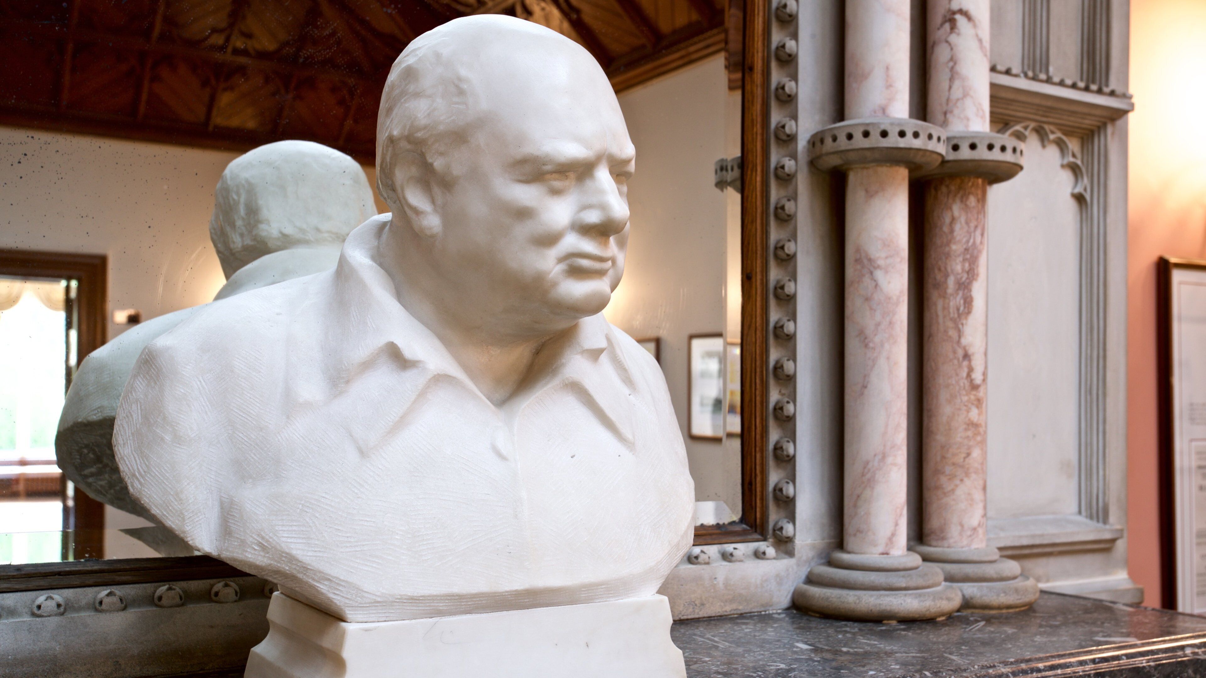 Bletchley Park showing a statue or sculpture and interior views