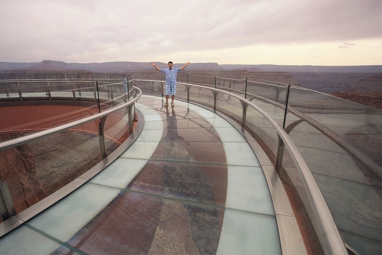 What a day. The Skywalk can carry 822 people, maximum occupancy at one time is 120 people, but right in this Moment, no one else was here. Just me. Alone 4,770 ft (1,450 m) above the Colorado River.
