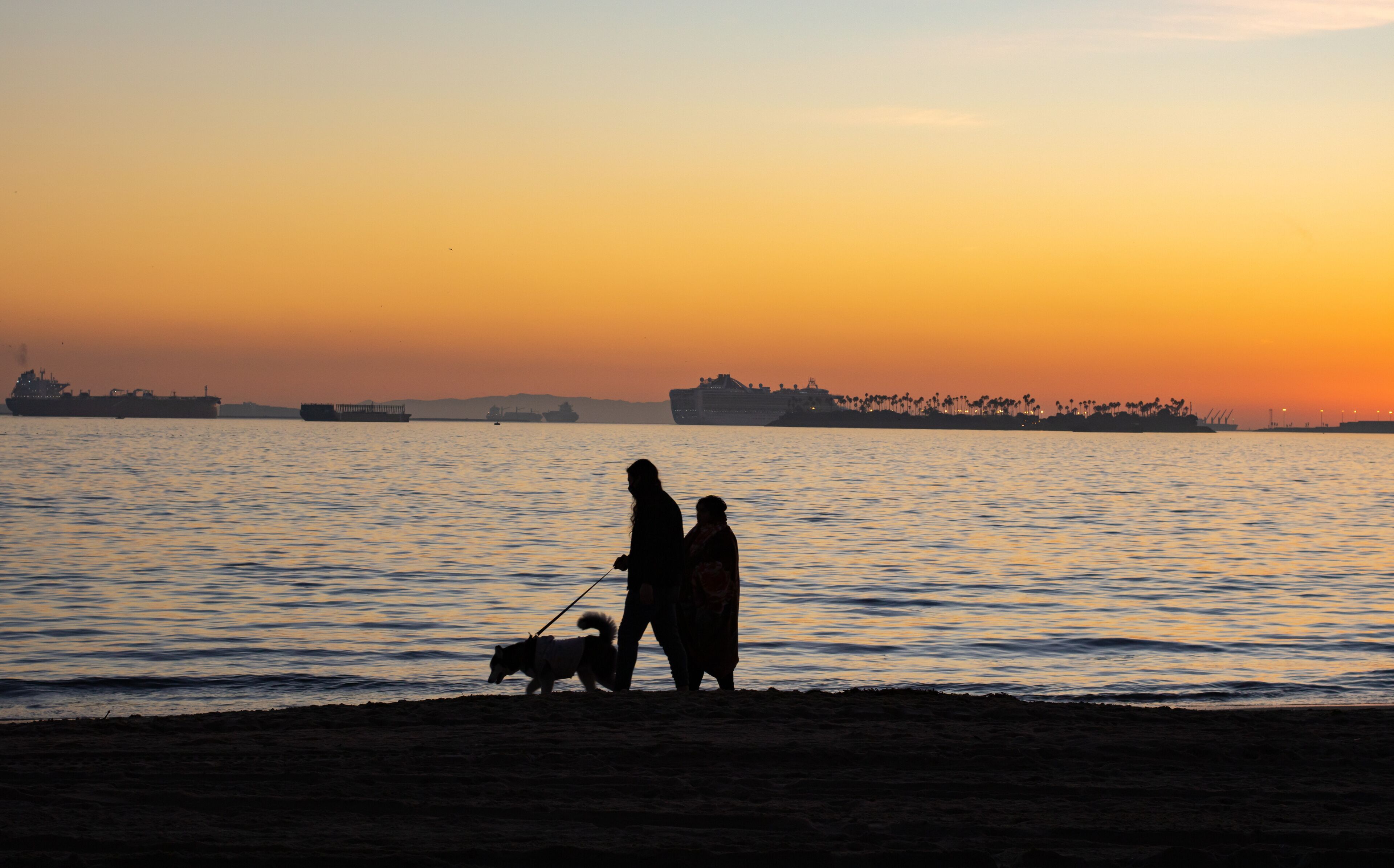 Belmont shore beach sunset view