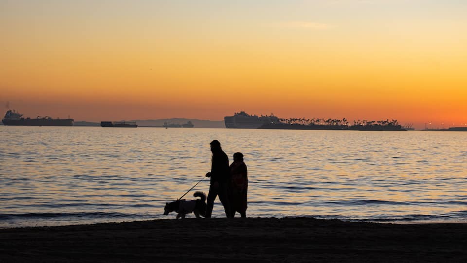 Belmont shore beach sunset view
