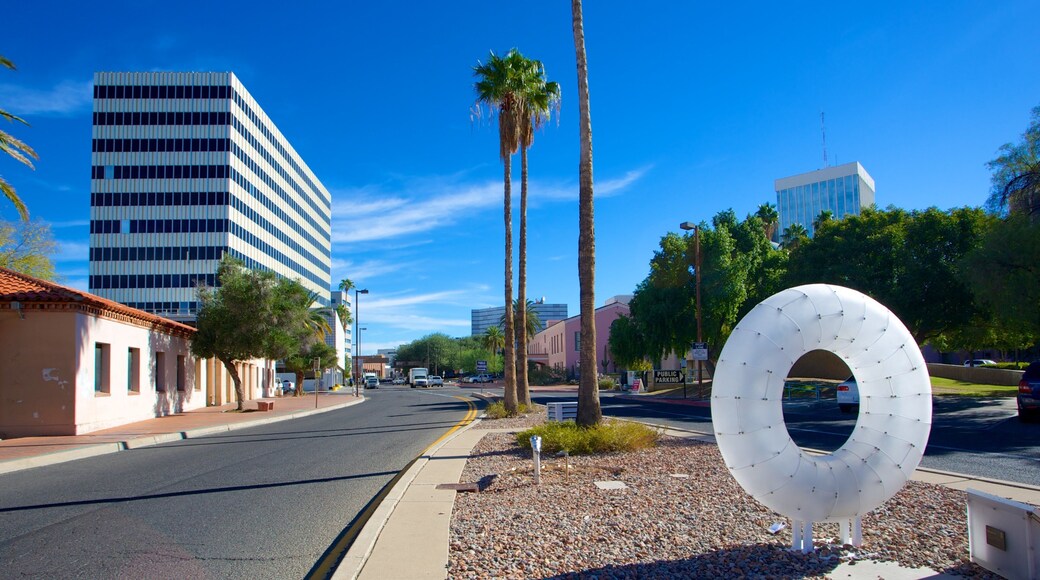 Tucson Museum of Art featuring a city, outdoor art and street scenes