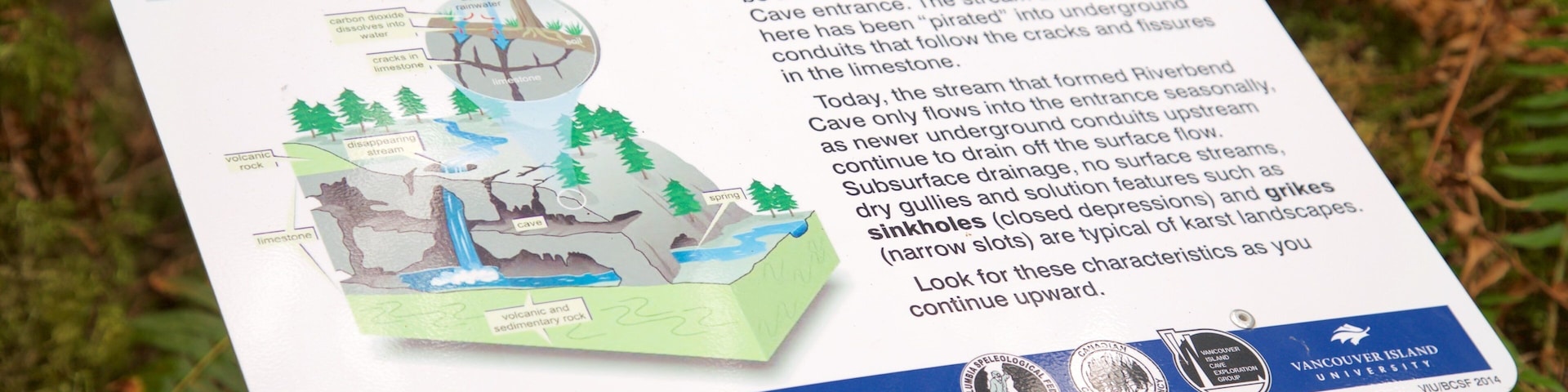 Horne Lake Caves Provincial Park showing signage