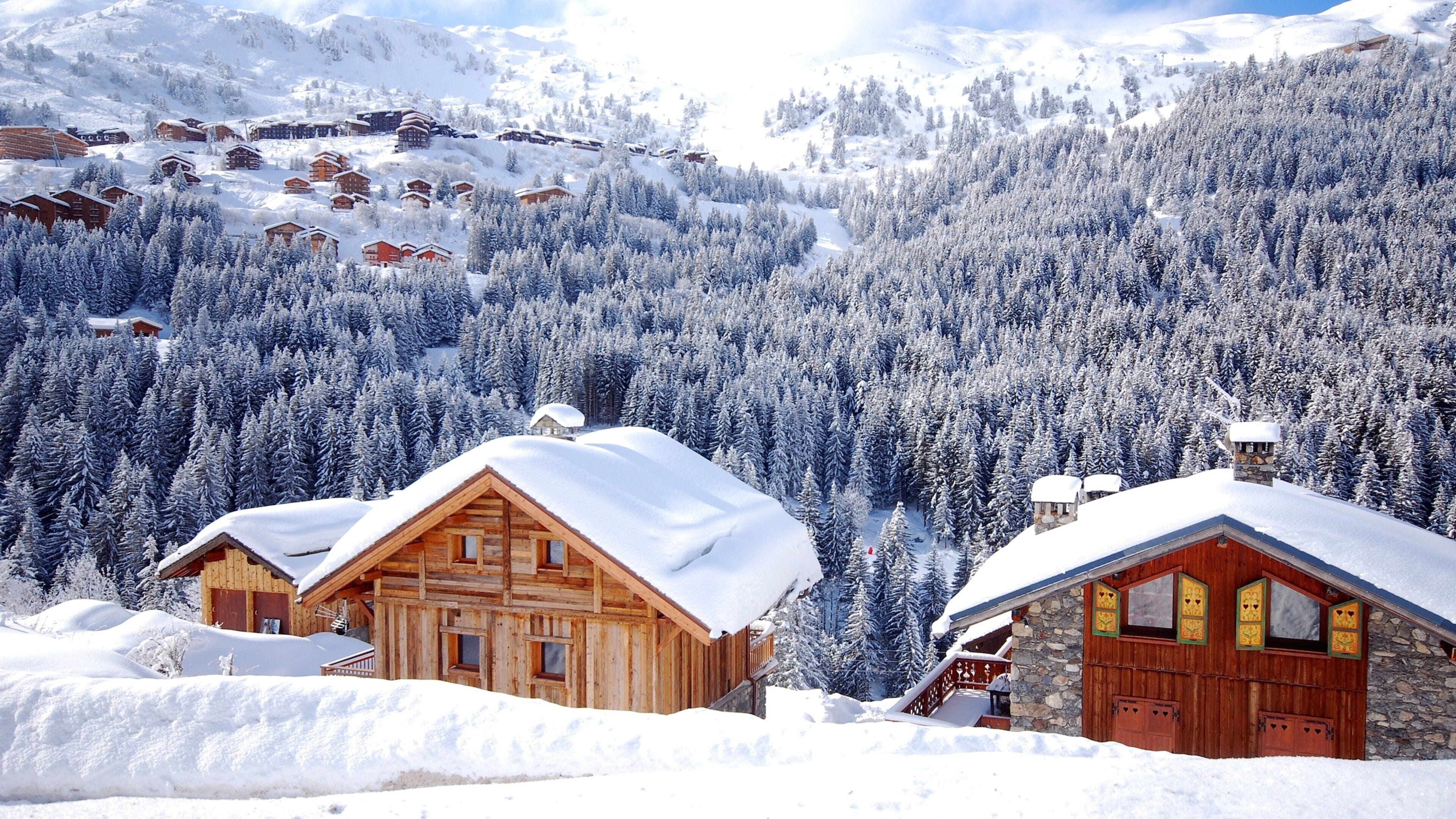 Wintersportort Méribel welches beinhaltet Wälder und Schnee