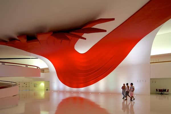 Ibirapuera Auditorium which includes modern architecture, art and interior views