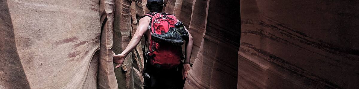 A shuffle through a slot canyon - this was about the widest section. Got our an workout in sucking our guts in to fit through 😂 #adventure
