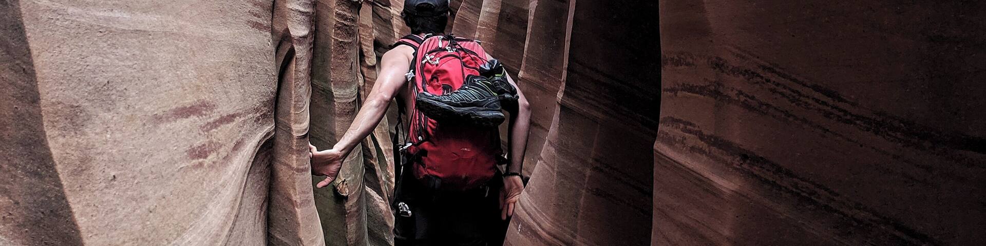 A shuffle through a slot canyon - this was about the widest section. Got our an workout in sucking our guts in to fit through đ #adventure
