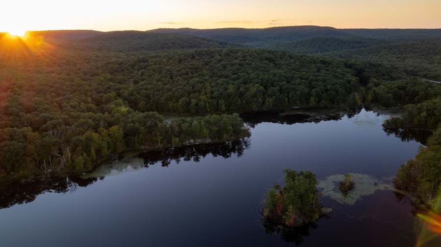 Sunset over the lake in upstate New York