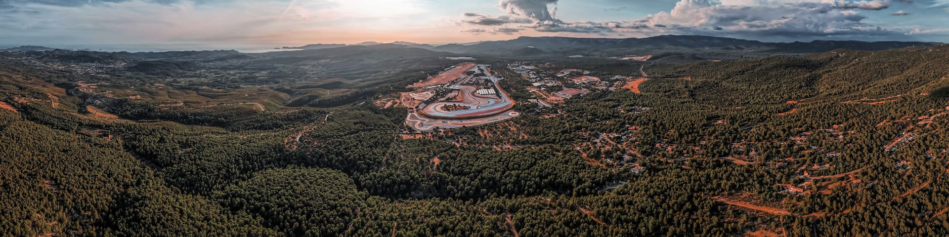 racetrack south of France panoramic large aerial view sunset