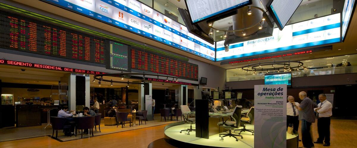 Sao Paulo Stock Exchange which includes interior views